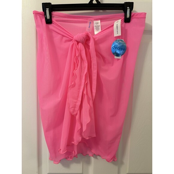 Decree Summer Daze Swim Adjustable Skirt Tie Wrap Full Coverage Electric Pink LG - Picture 1 of 15